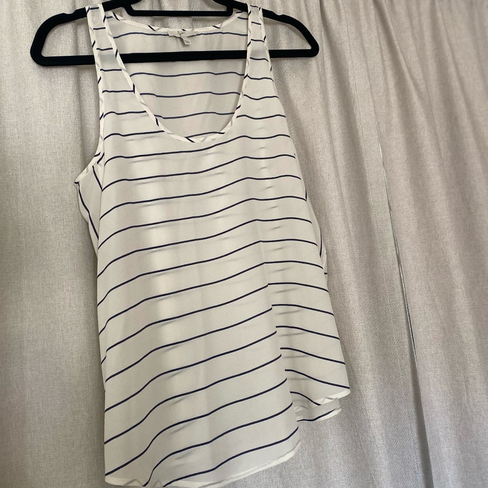 Joie White/Navy Stripe Silk Tank, SM